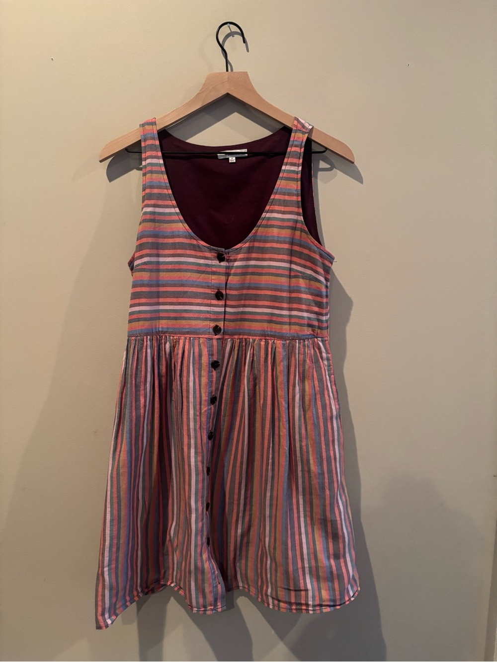 Madewell Striped Pink & Purple Button-Front Mini Dress Multicolor